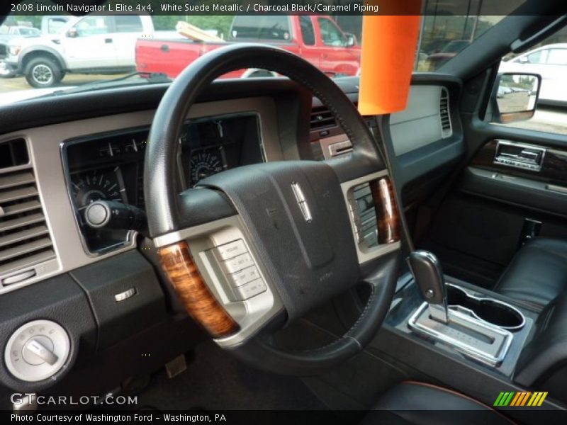 White Suede Metallic / Charcoal Black/Caramel Piping 2008 Lincoln Navigator L Elite 4x4