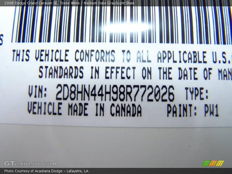 Stone White / Medium Slate Gray/Light Shale 2008 Dodge Grand Caravan SE