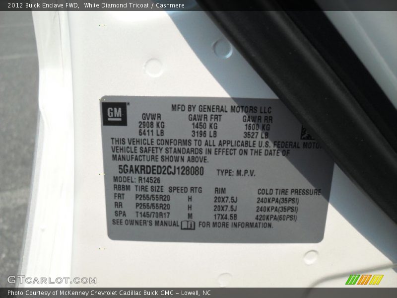 White Diamond Tricoat / Cashmere 2012 Buick Enclave FWD