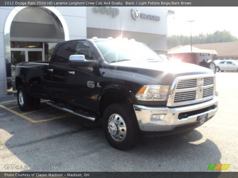 Black / Light Pebble Beige/Bark Brown 2012 Dodge Ram 3500 HD Laramie Longhorn Crew Cab 4x4 Dually