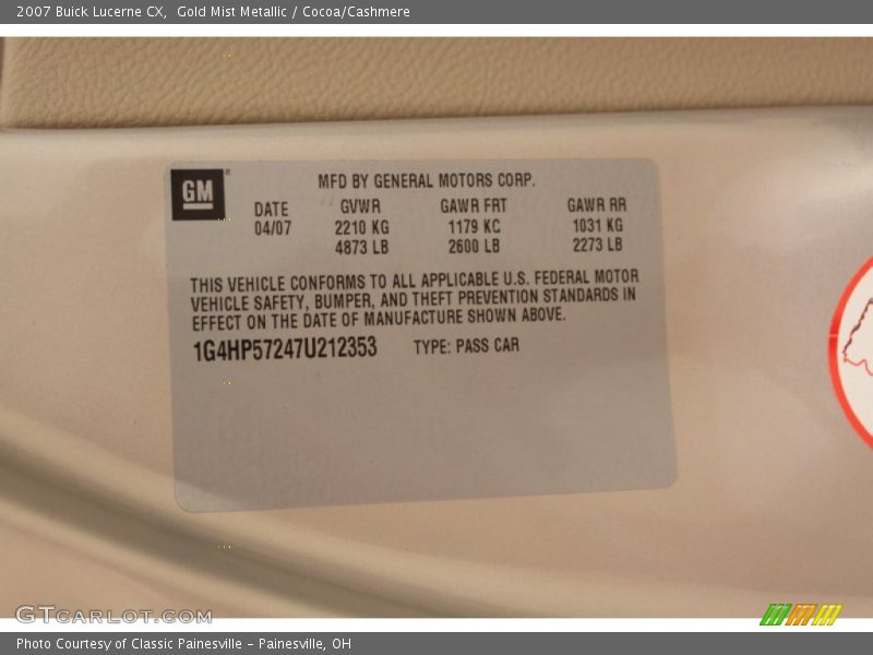 Gold Mist Metallic / Cocoa/Cashmere 2007 Buick Lucerne CX