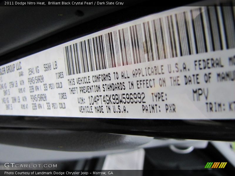 Brilliant Black Crystal Pearl / Dark Slate Gray 2011 Dodge Nitro Heat
