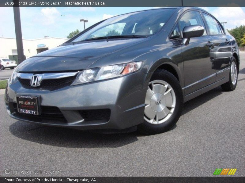 Magnetic Pearl / Beige 2009 Honda Civic Hybrid Sedan