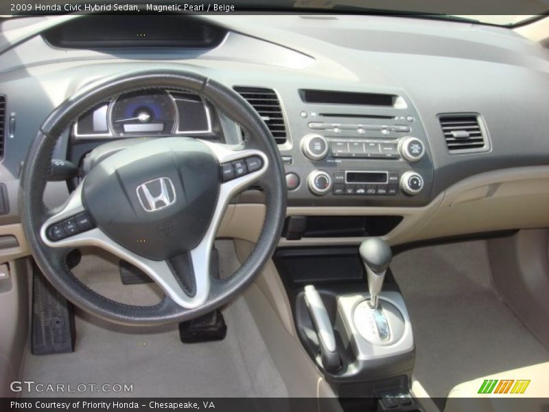 Magnetic Pearl / Beige 2009 Honda Civic Hybrid Sedan