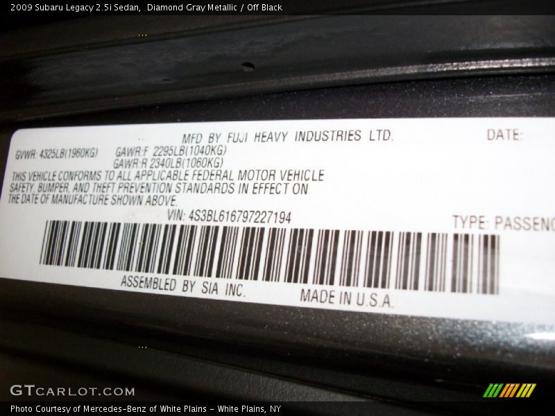 Diamond Gray Metallic / Off Black 2009 Subaru Legacy 2.5i Sedan