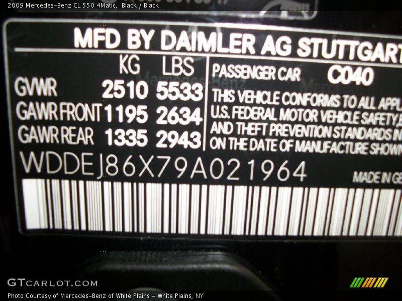 Black / Black 2009 Mercedes-Benz CL 550 4Matic
