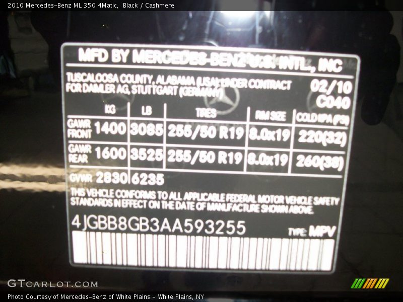 Black / Cashmere 2010 Mercedes-Benz ML 350 4Matic