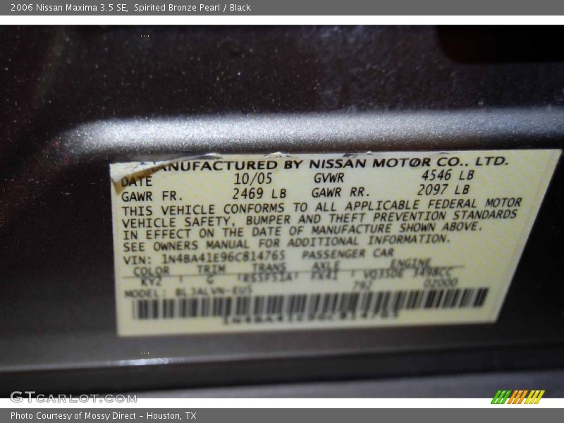 Spirited Bronze Pearl / Black 2006 Nissan Maxima 3.5 SE