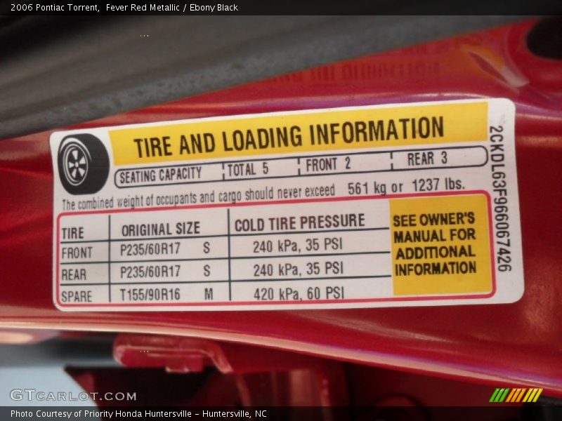 Fever Red Metallic / Ebony Black 2006 Pontiac Torrent