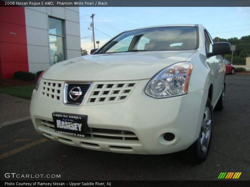 Phantom White Pearl / Black 2008 Nissan Rogue S AWD