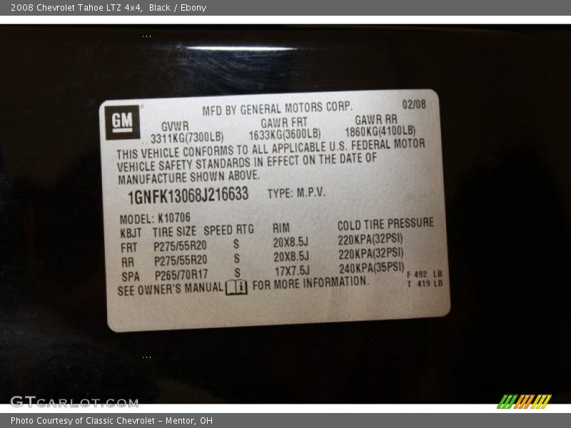 Black / Ebony 2008 Chevrolet Tahoe LTZ 4x4