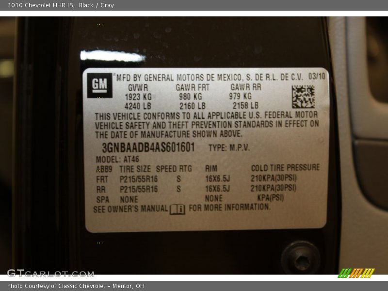 Black / Gray 2010 Chevrolet HHR LS