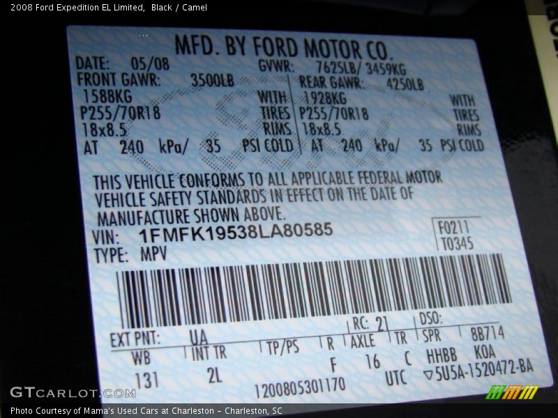 Black / Camel 2008 Ford Expedition EL Limited