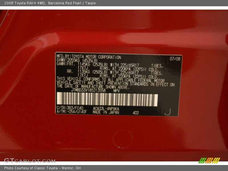 Barcelona Red Pearl / Taupe 2008 Toyota RAV4 4WD