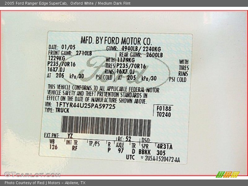 Oxford White / Medium Dark Flint 2005 Ford Ranger Edge SuperCab