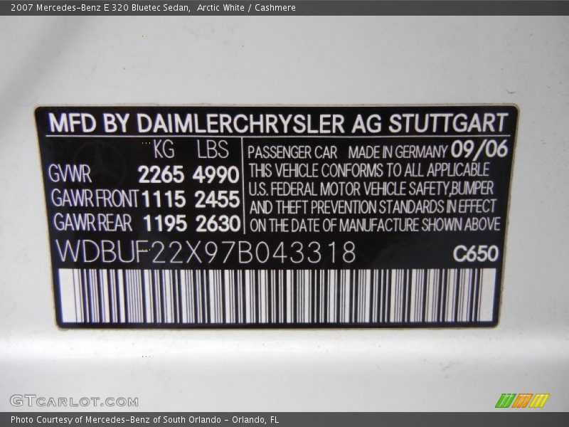 Arctic White / Cashmere 2007 Mercedes-Benz E 320 Bluetec Sedan