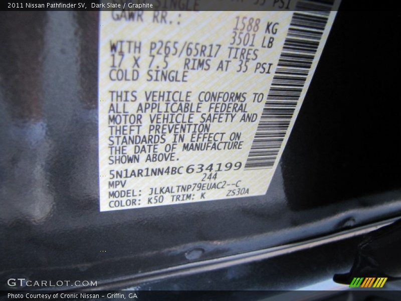 Dark Slate / Graphite 2011 Nissan Pathfinder SV