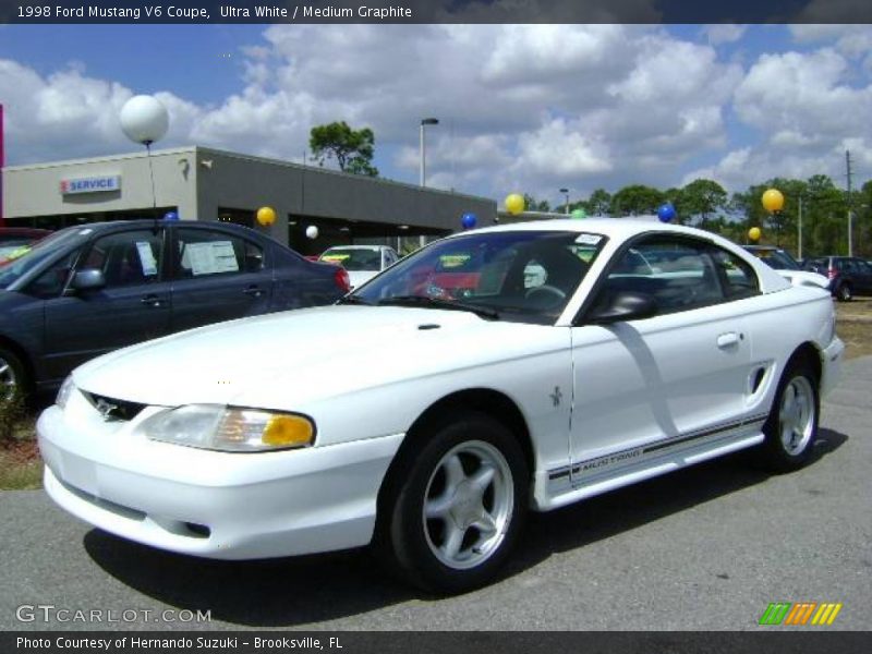 Ultra White / Medium Graphite 1998 Ford Mustang V6 Coupe
