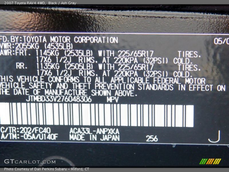 Black / Ash Gray 2007 Toyota RAV4 4WD