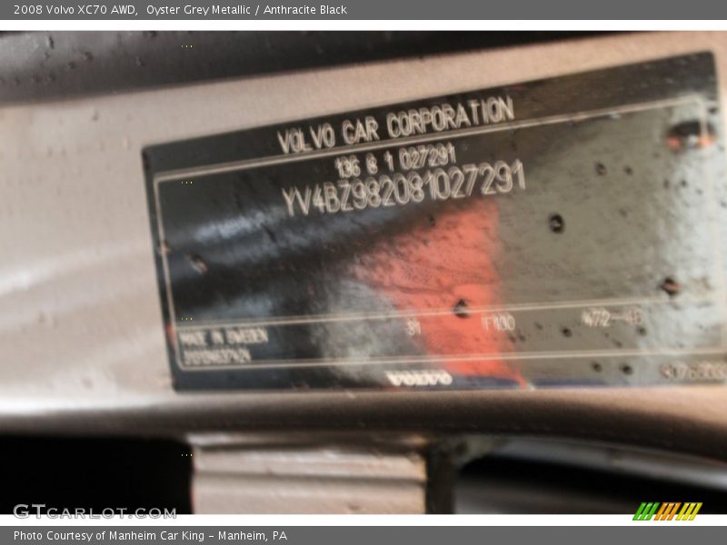 Oyster Grey Metallic / Anthracite Black 2008 Volvo XC70 AWD