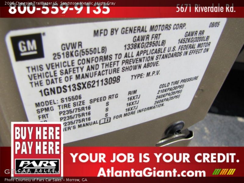 Sandstone Metallic / Light Gray 2006 Chevrolet TrailBlazer LS