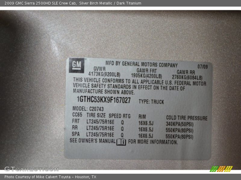 Silver Birch Metallic / Dark Titanium 2009 GMC Sierra 2500HD SLE Crew Cab