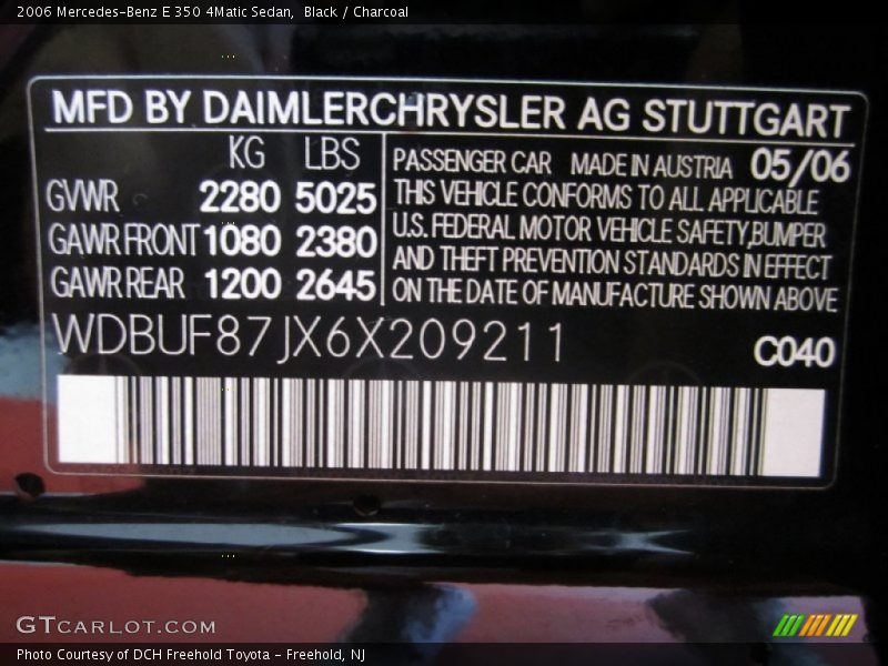 Black / Charcoal 2006 Mercedes-Benz E 350 4Matic Sedan