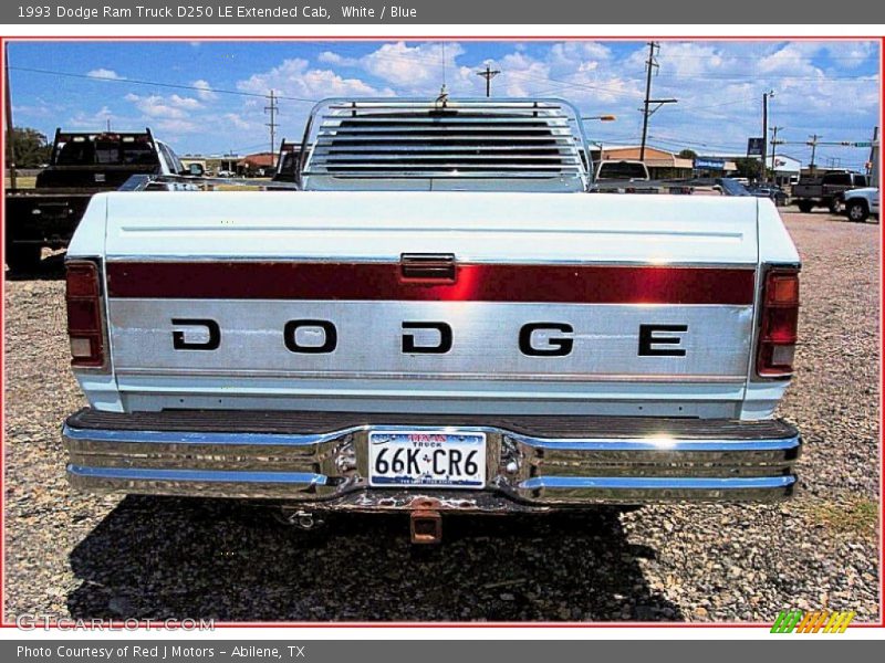 White / Blue 1993 Dodge Ram Truck D250 LE Extended Cab