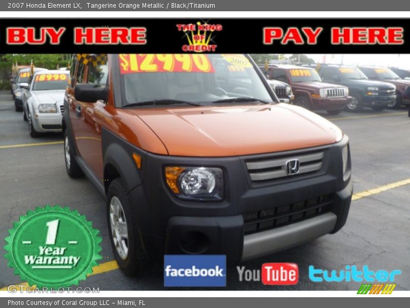 Tangerine Orange Metallic / Black/Titanium 2007 Honda Element LX