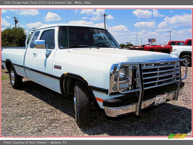 White / Blue 1993 Dodge Ram Truck D250 LE Extended Cab