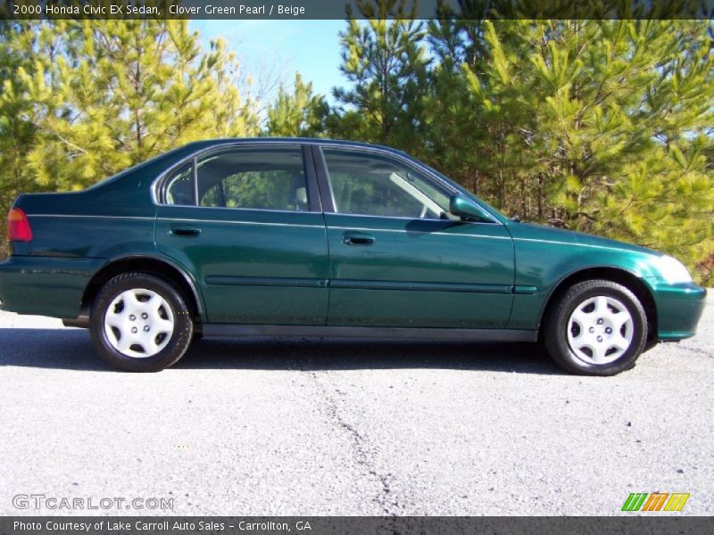 Clover Green Pearl / Beige 2000 Honda Civic EX Sedan