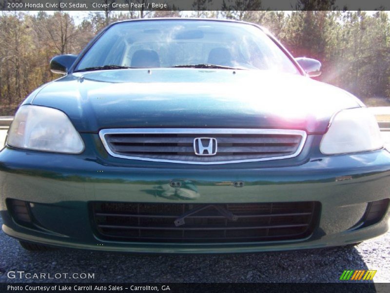 Clover Green Pearl / Beige 2000 Honda Civic EX Sedan