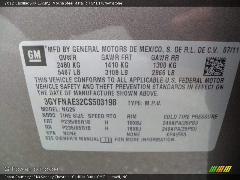 Mocha Steel Metallic / Shale/Brownstone 2012 Cadillac SRX Luxury