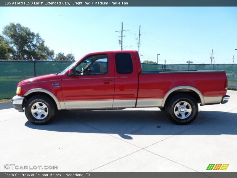 Bright Red / Medium Prairie Tan 1999 Ford F150 Lariat Extended Cab