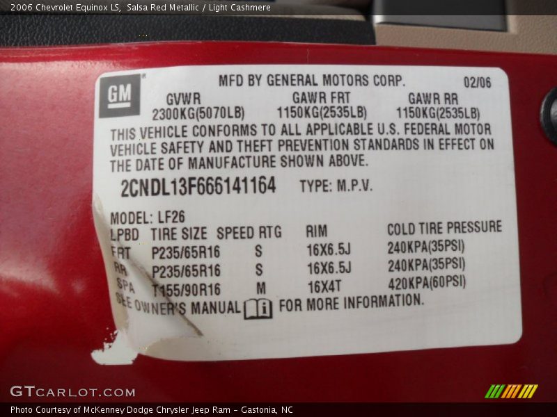 Salsa Red Metallic / Light Cashmere 2006 Chevrolet Equinox LS