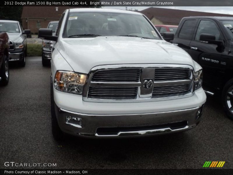 Bright White / Dark Slate Gray/Medium Graystone 2012 Dodge Ram 1500 Big Horn Quad Cab 4x4