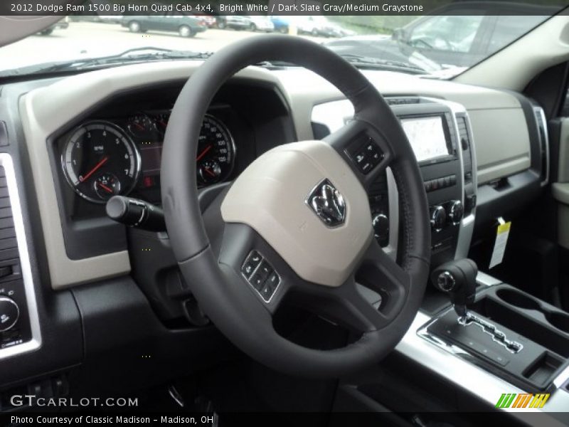 Bright White / Dark Slate Gray/Medium Graystone 2012 Dodge Ram 1500 Big Horn Quad Cab 4x4