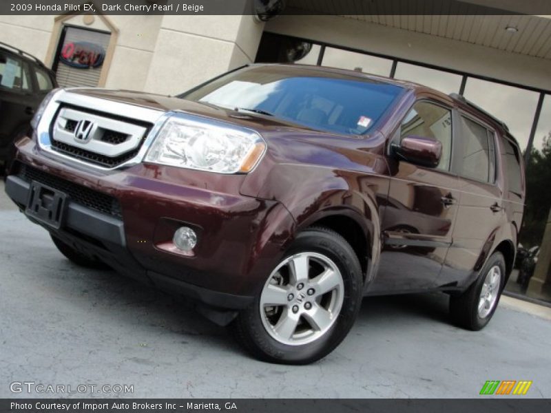 Dark Cherry Pearl / Beige 2009 Honda Pilot EX