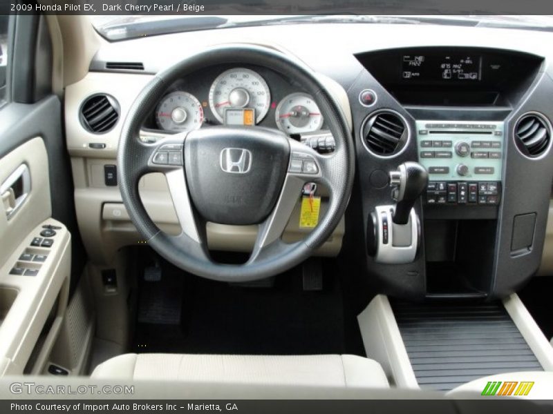 Dark Cherry Pearl / Beige 2009 Honda Pilot EX
