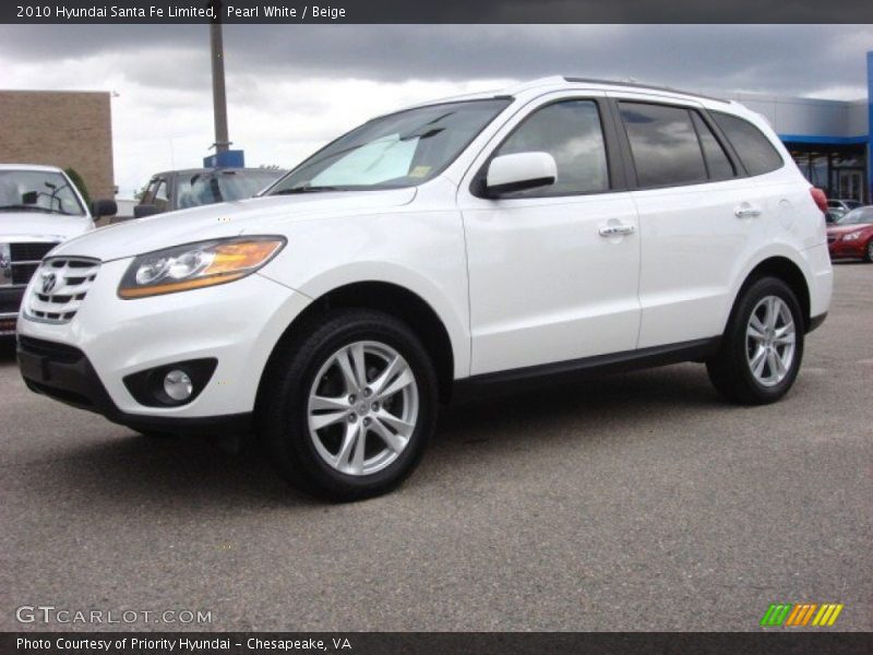 Pearl White / Beige 2010 Hyundai Santa Fe Limited