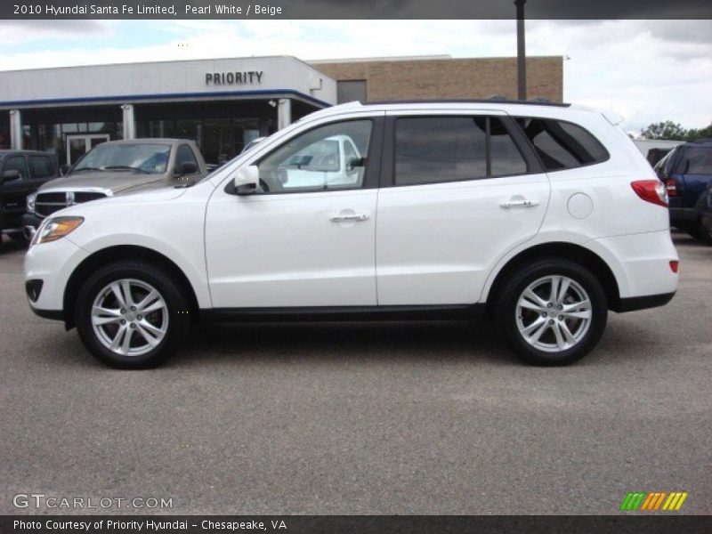 Pearl White / Beige 2010 Hyundai Santa Fe Limited