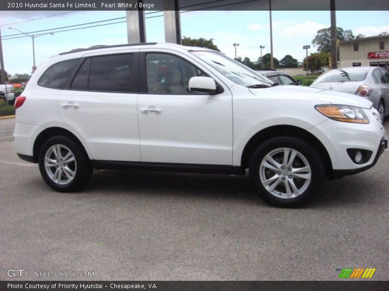 Pearl White / Beige 2010 Hyundai Santa Fe Limited