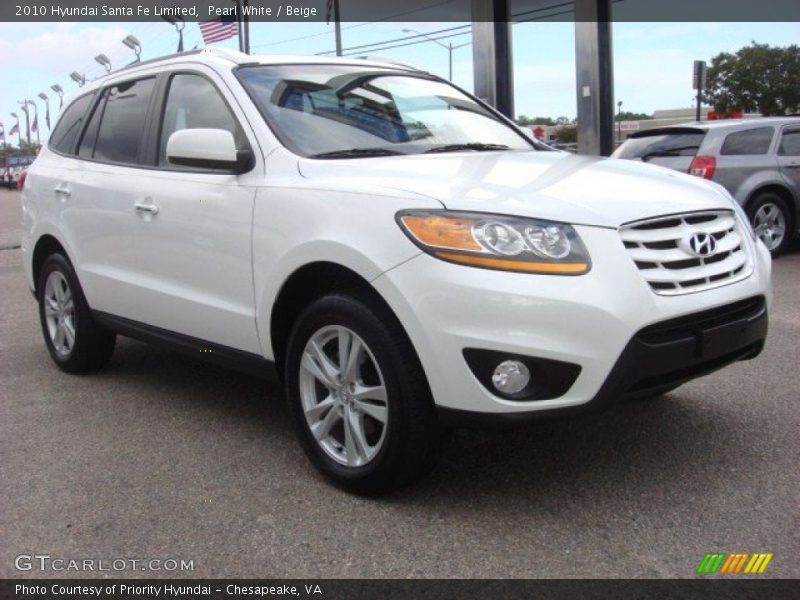 Pearl White / Beige 2010 Hyundai Santa Fe Limited