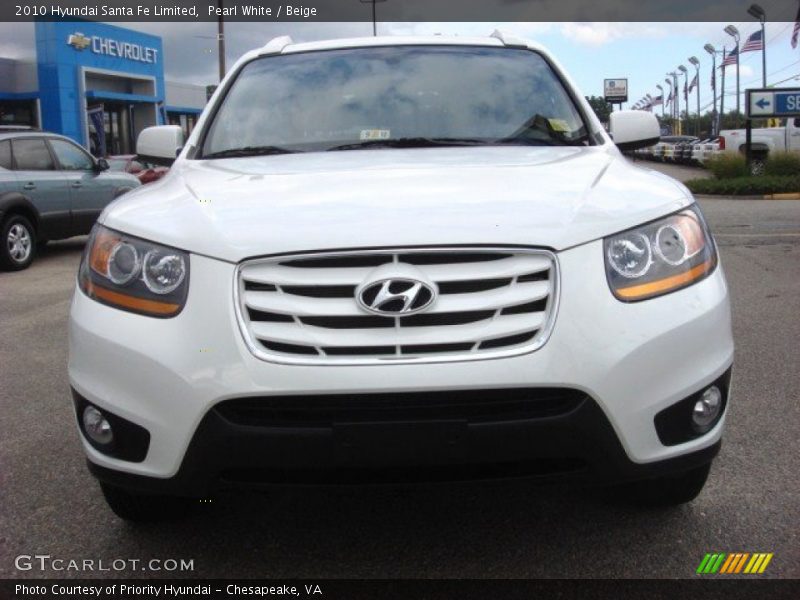 Pearl White / Beige 2010 Hyundai Santa Fe Limited