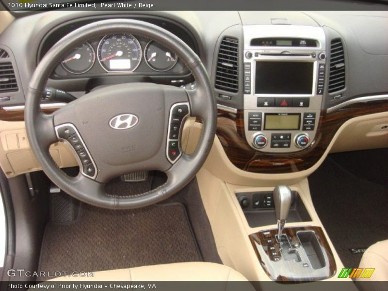 Pearl White / Beige 2010 Hyundai Santa Fe Limited