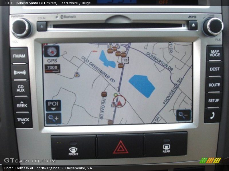 Pearl White / Beige 2010 Hyundai Santa Fe Limited