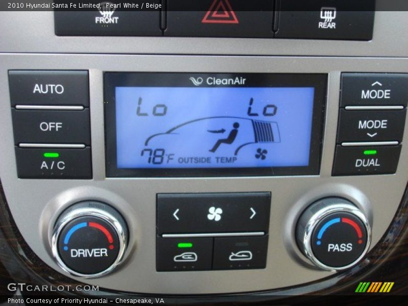 Pearl White / Beige 2010 Hyundai Santa Fe Limited