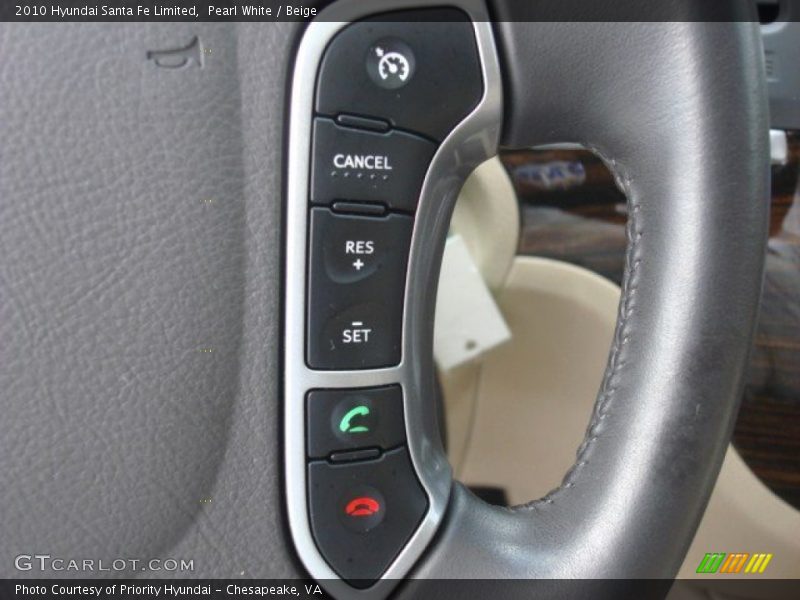 Pearl White / Beige 2010 Hyundai Santa Fe Limited