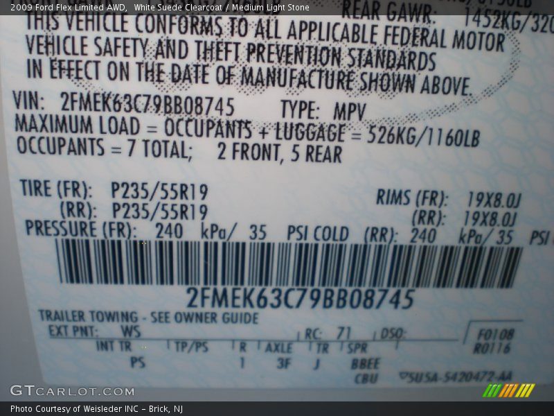 White Suede Clearcoat / Medium Light Stone 2009 Ford Flex Limited AWD