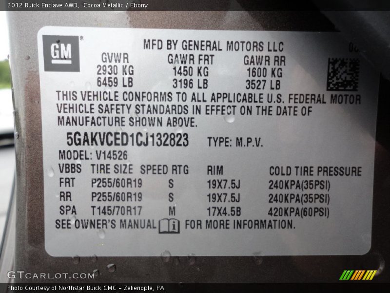 Cocoa Metallic / Ebony 2012 Buick Enclave AWD